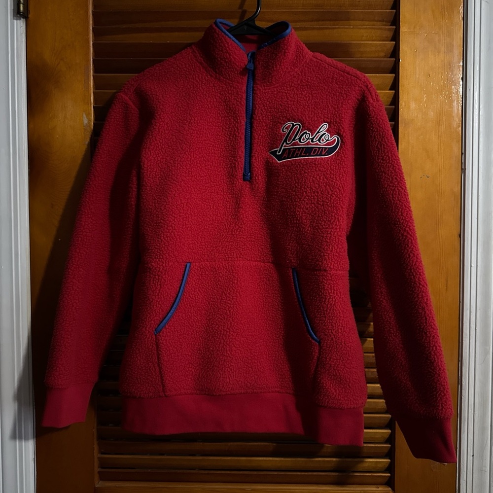 Polo by Ralph Lauren Red Fleece Zip-Up Sweater